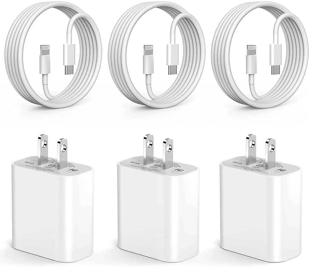 iPhone Fast Charger w/ Wall Adapter, 3 Pack