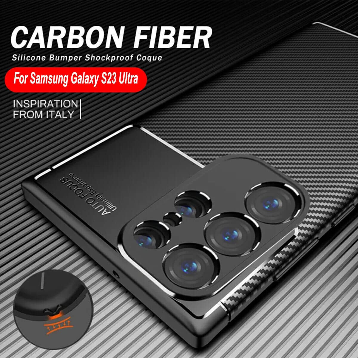 Carbon Fiber Case + Screen Protector - Samsung S24, S23